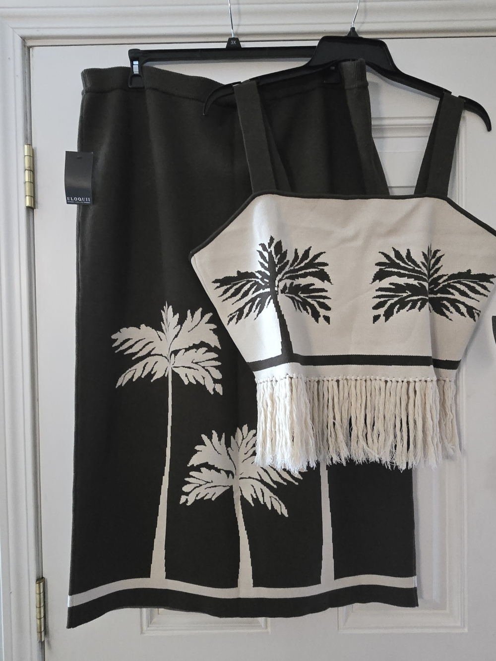 Eloquii Intarsia Skirt AND Fringe Cropped Tank (2 PIECE SET) - Picture 13 of 13